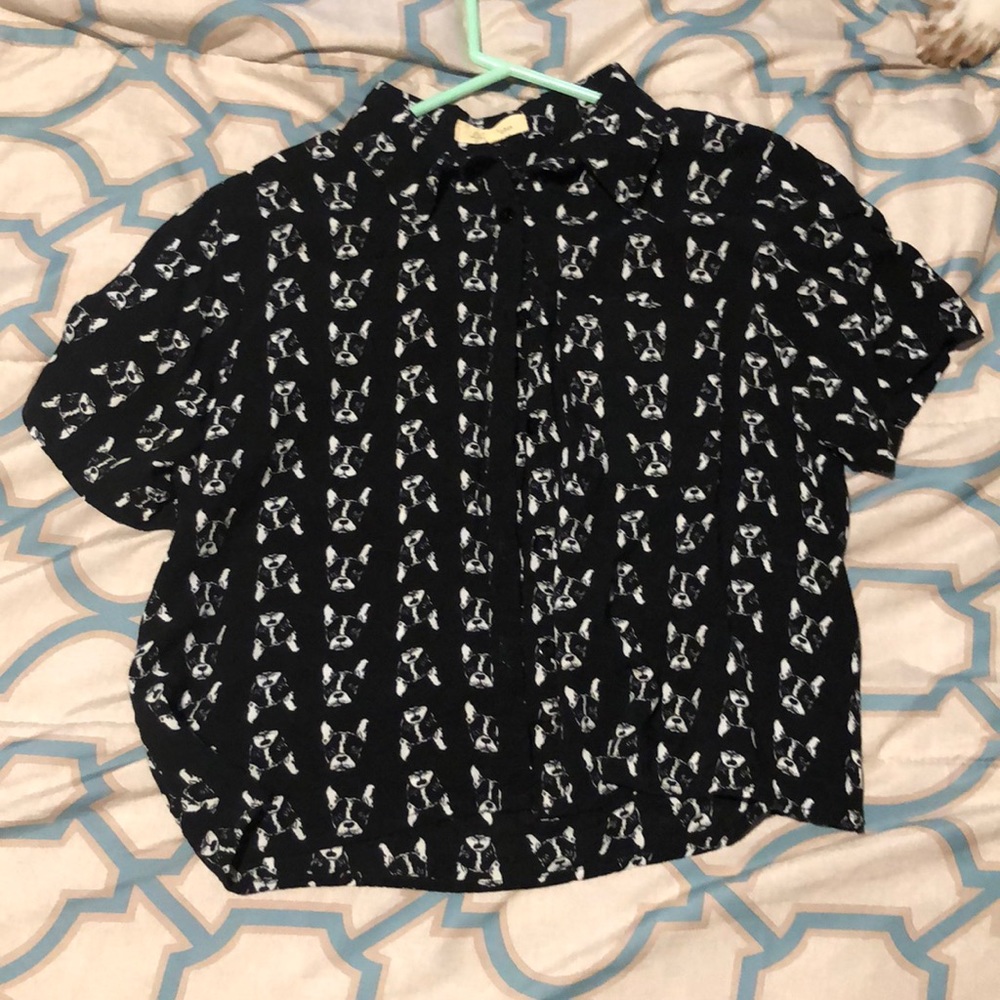 Frenchie button-up crop top